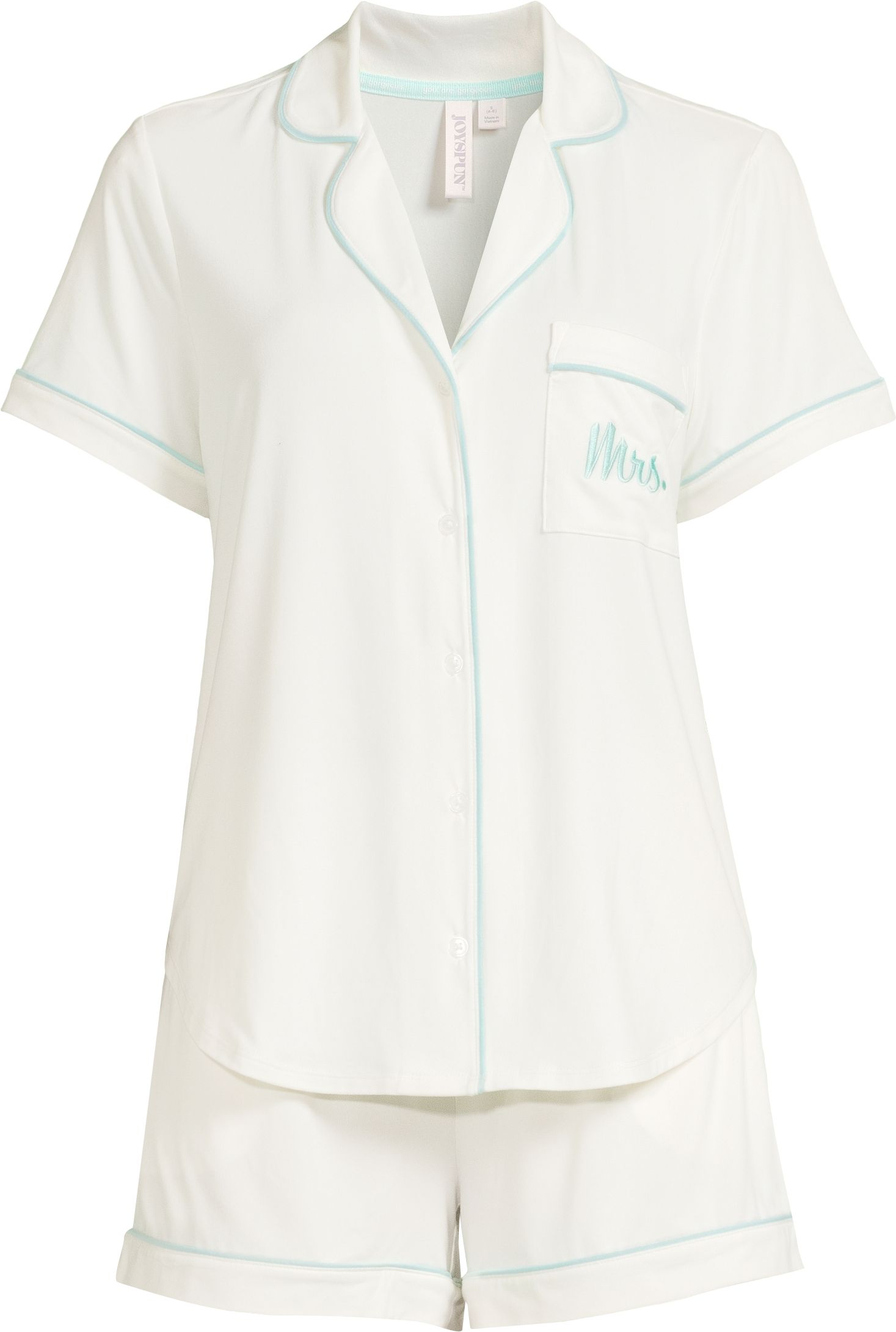 Joyspun Women's Bridal Notch Collar Top and Shorts Pajama Set, 2-Piece, Sizes XS to 3X | Walmart (US)