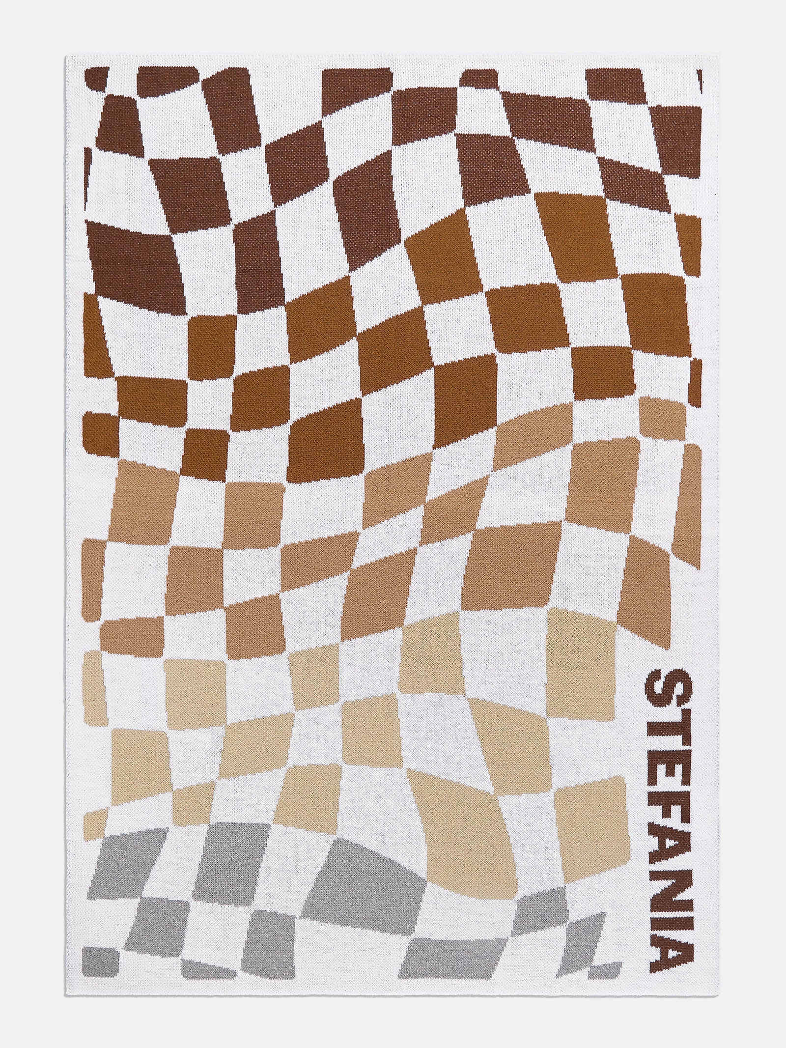 3D Check Custom Blanket - White/Brown | BaubleBar (US)
