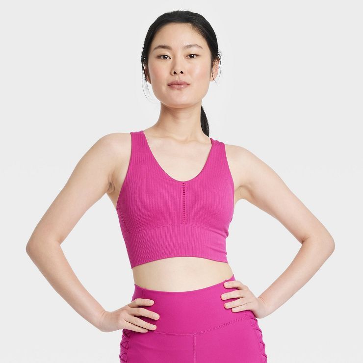 Women's Medium Support V-Neck Seamless Sports Bra - All in Motion™ | Target