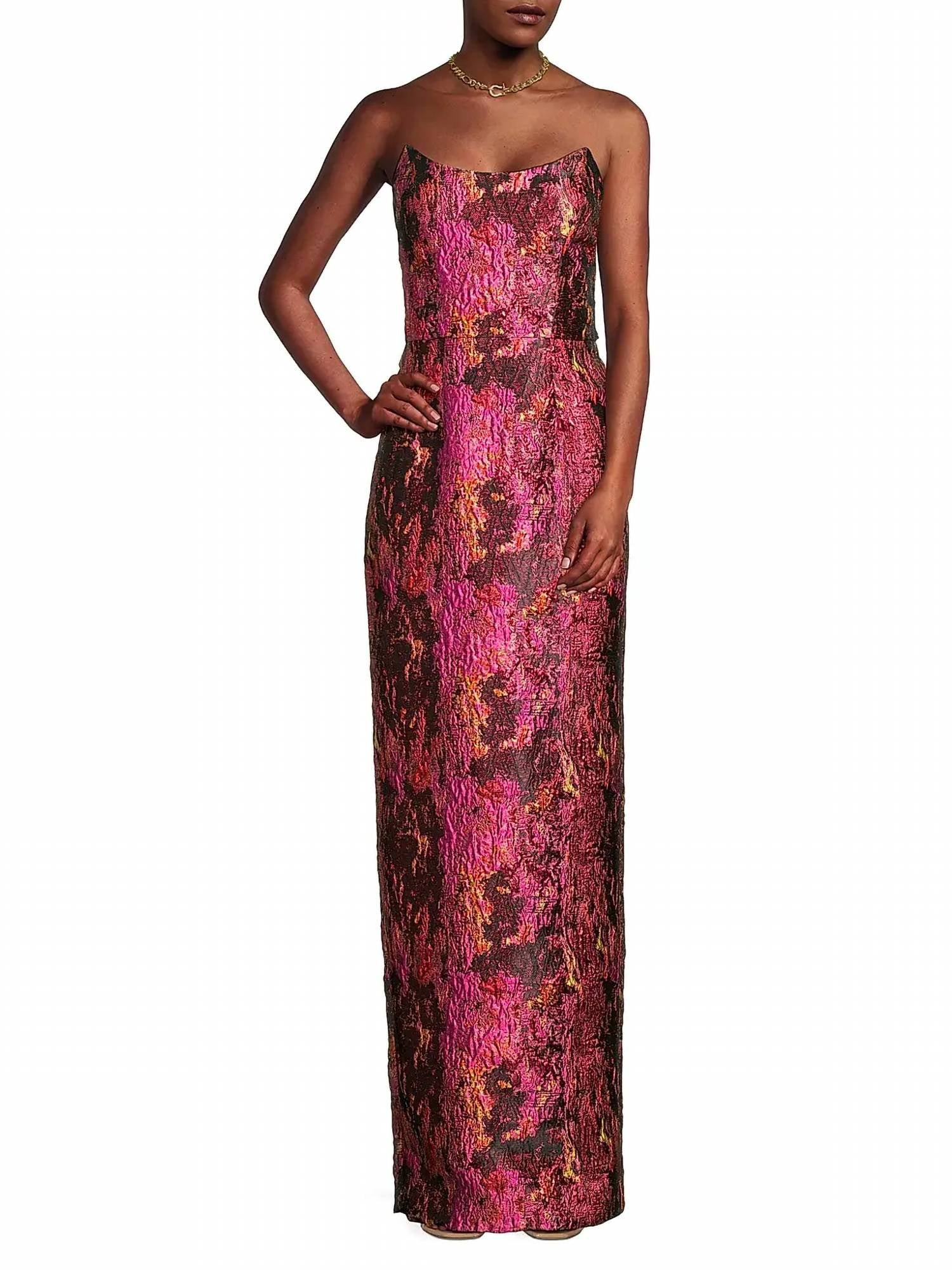 Lumina Jacquard Strapless Maxi Gown In Opal Storm | Shop Simon