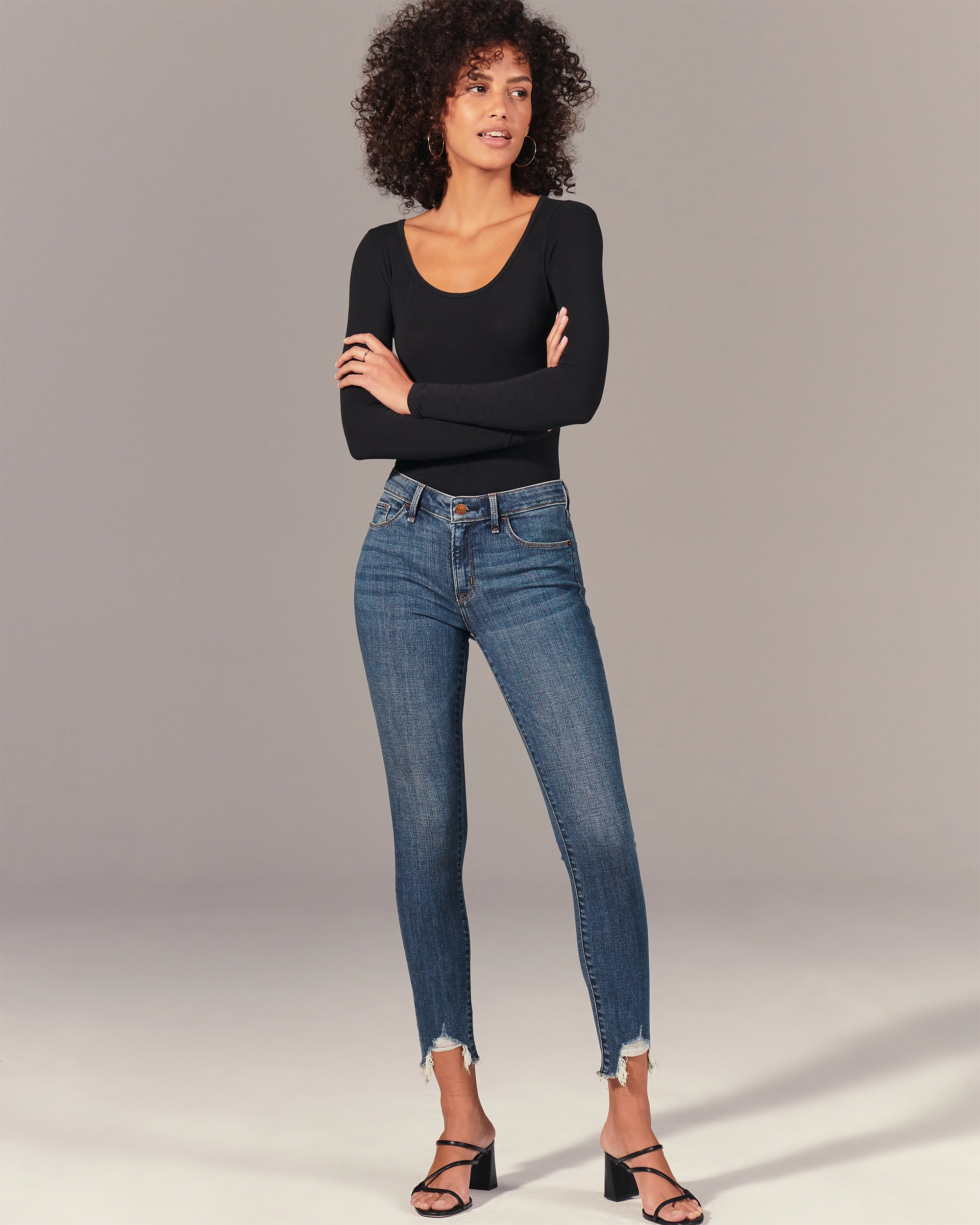 Mid Rise Super Skinny Ankle Jeans | Abercrombie & Fitch (US)