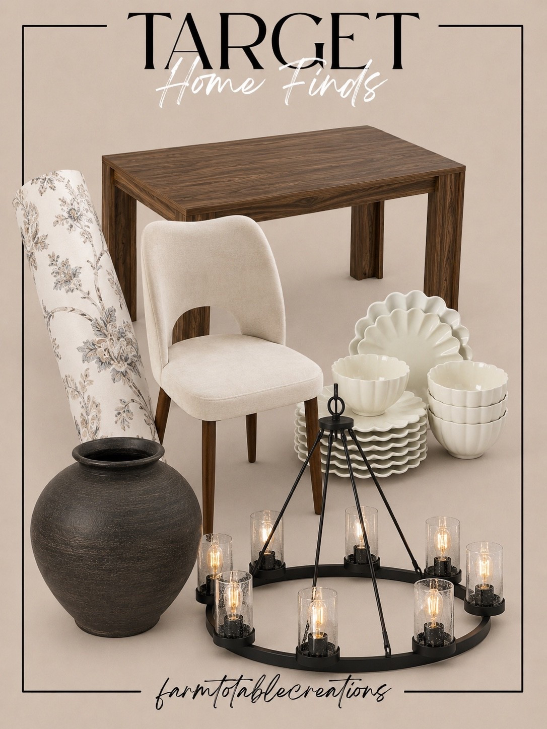Target Dining Room Finds You’ll Love 🤍

Creating a warm, inviting dining room starts with timeless staples. This Target collection features a beautiful wood dining table, cozy upholstered chairs, elegant scalloped dinnerware, statement lighting, and classic wallpaper that instantly gives your space a designer-inspired look—without the designer price tag.

Follow @farmtotablecreations on Instagram for more cozy home finds and trending decor.

#LTKHome #TargetHome #TargetFinds #DiningRoomDecor #HomeDecor #NeutralHome #StudioMcGeeStyle #CozyHome #DiningRoomInspo #AffordableDecor #InteriorDesign #HomeStyling #DesignerInspired

#LTKHome #LTKSaleAlert
