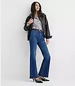 High Rise Relaxed Flare Jeans in Medium Wash | LOFT