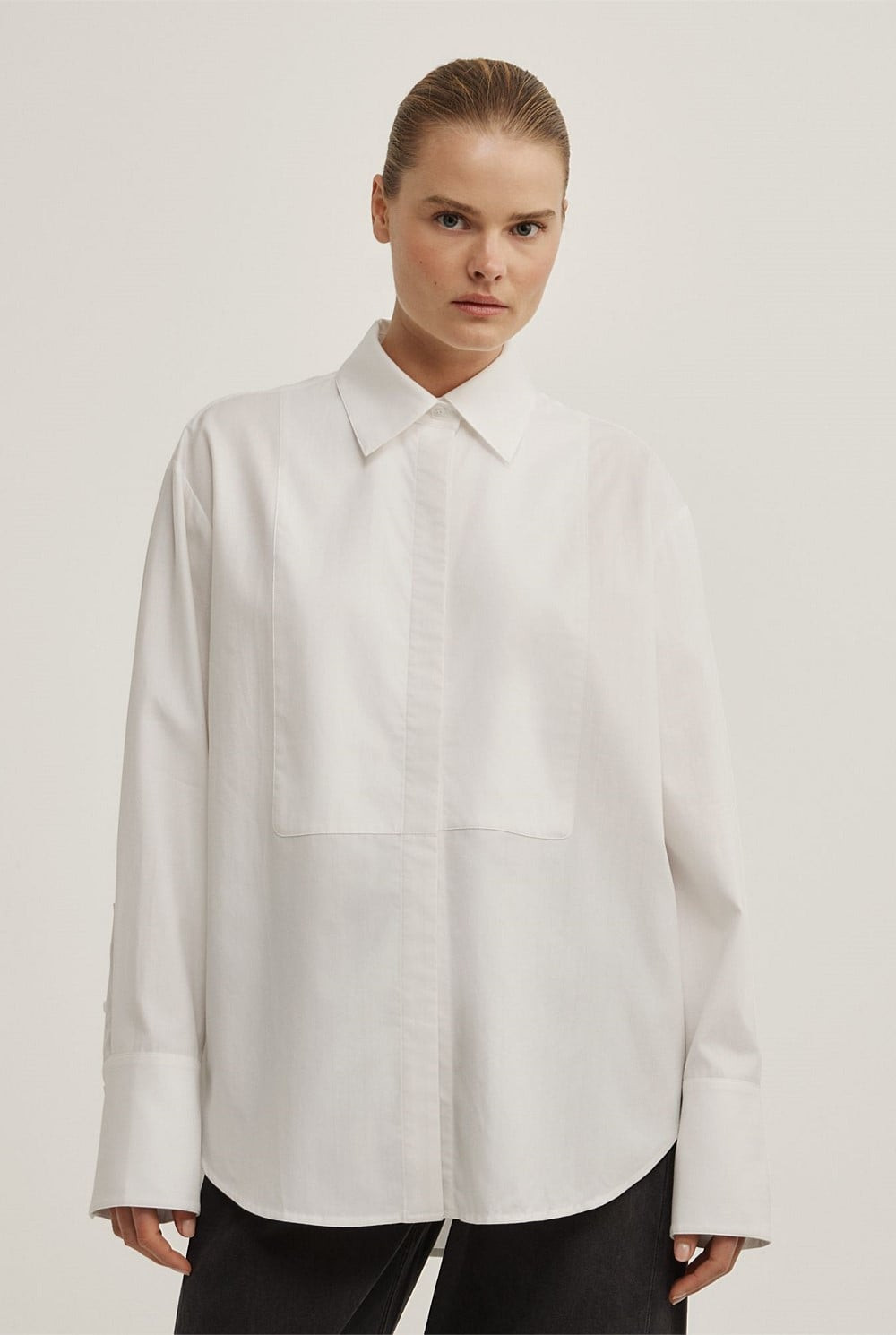 Witchery Women's Tuxedo Shirt in White | Size 4 | 100% Cotton | Witchery