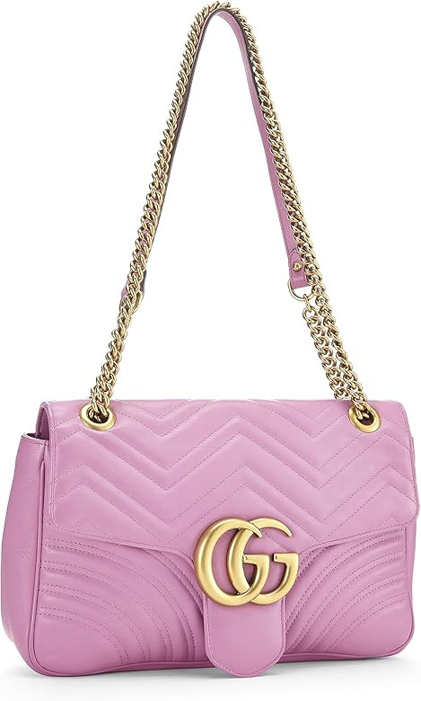 Gucci, Pre-Loved Pink Leather GG Marmont Shoulder Bag, Pink | Amazon (US)