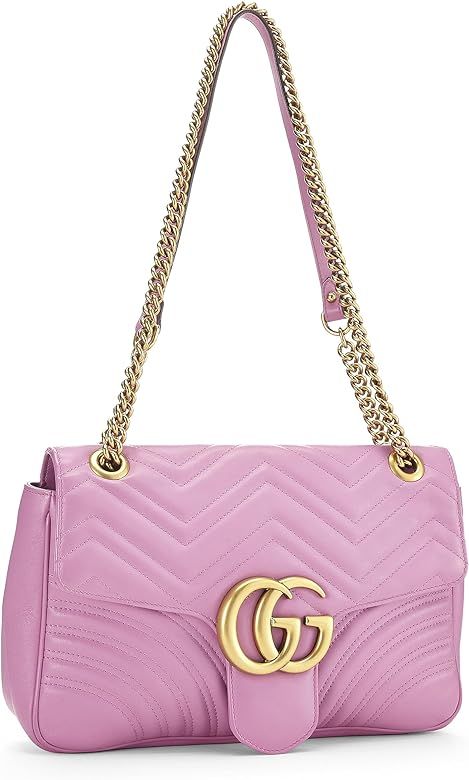 Gucci, Pre-Loved Pink Leather GG Marmont Shoulder Bag, Pink | Amazon (US)