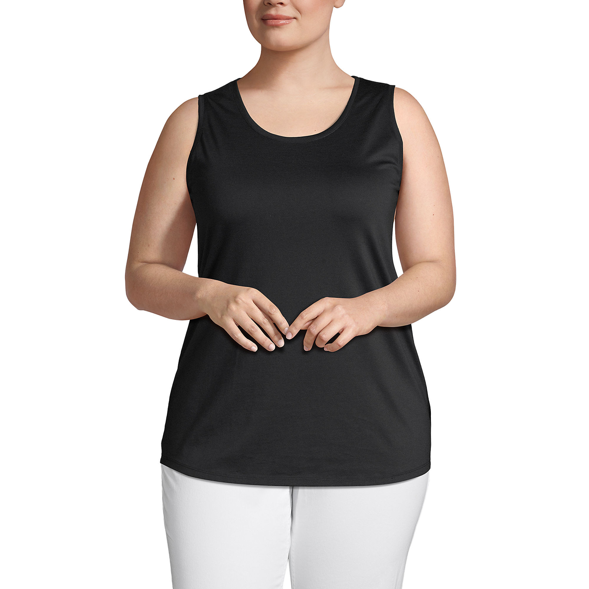 Women's Plus Size Supima Cotton Scoop Neck Tunic Tank Top | Lands' End (US)