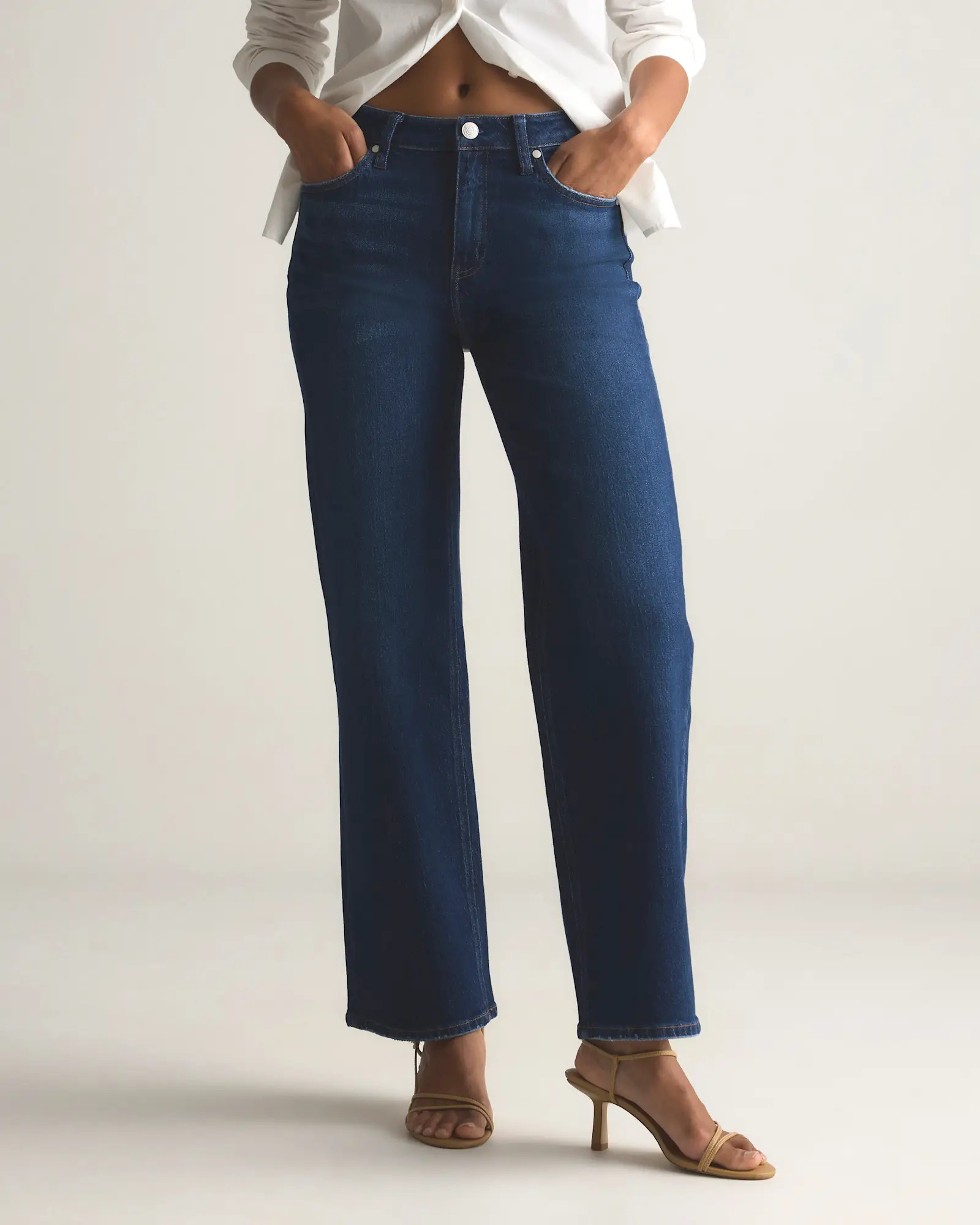 Bella Stretch Relaxed Straight Jeans in Atlantic Blue | Quince