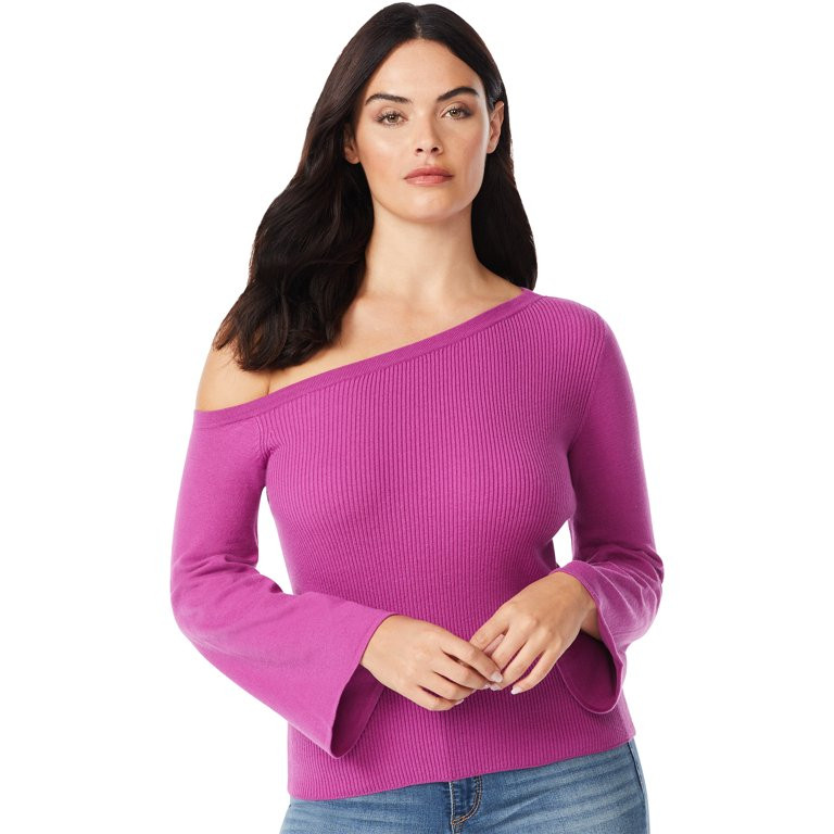 Sofia Jeans by Sofia Vergara Women's One-Shoulder Pullover Sweater | Walmart (US)