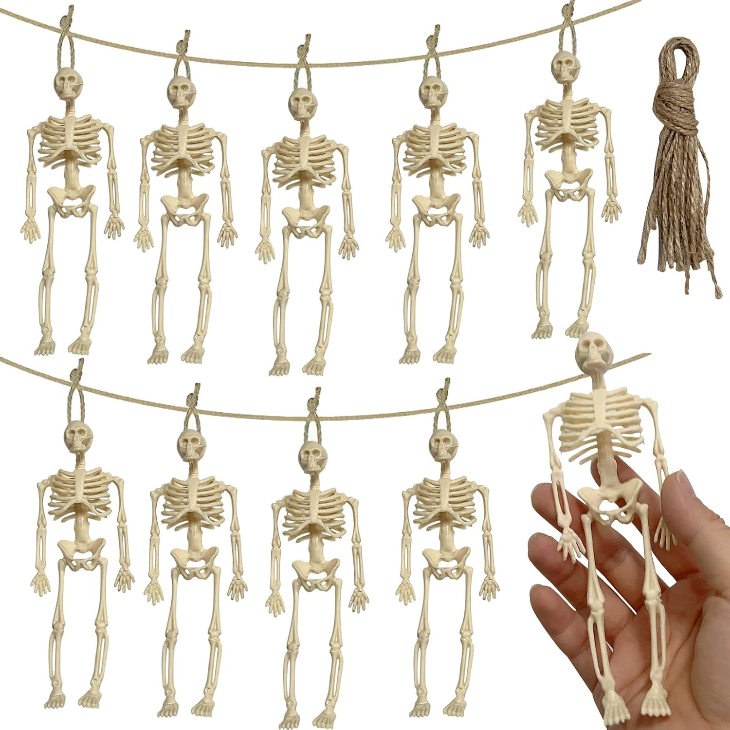 10 Pack 5.9 Inches Non-Poseable Full Body Skeleton Figurines, Mini Halloween Skeleton Props with Fixed Joints, Graveyard Party Favors, Indoor Outdoor Halloween Decorations for Haunted House Yard Décor | Amazon (US)