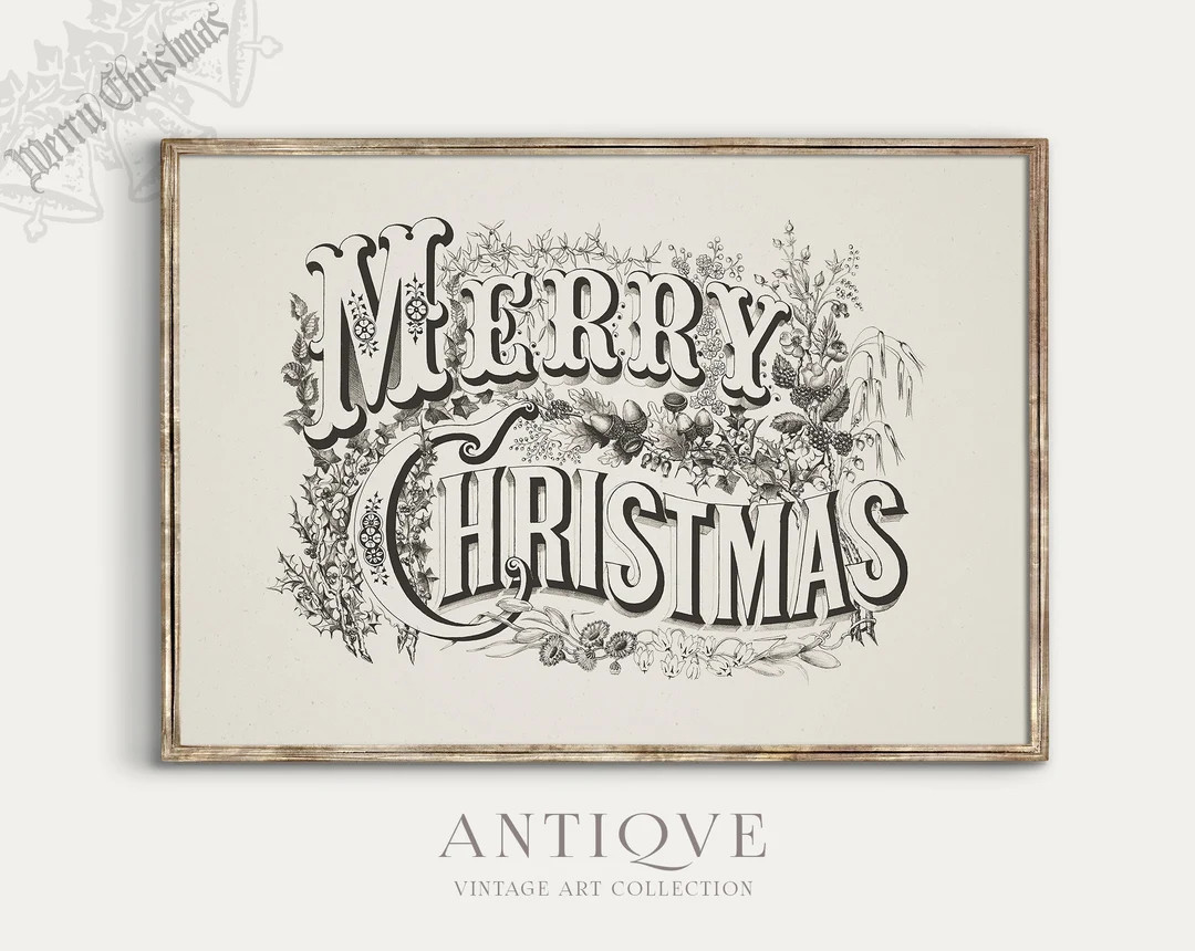 Vintage Merry Christmas Printable Sign Christmas Banner - Etsy | Etsy (US)