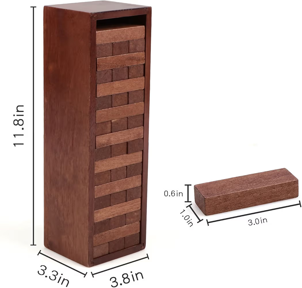 Wooden Tumbling Tower, 54PCS Blocks Stacking Games for Party, Camping, Outdoor Games for Kids Adu... | Amazon (US)