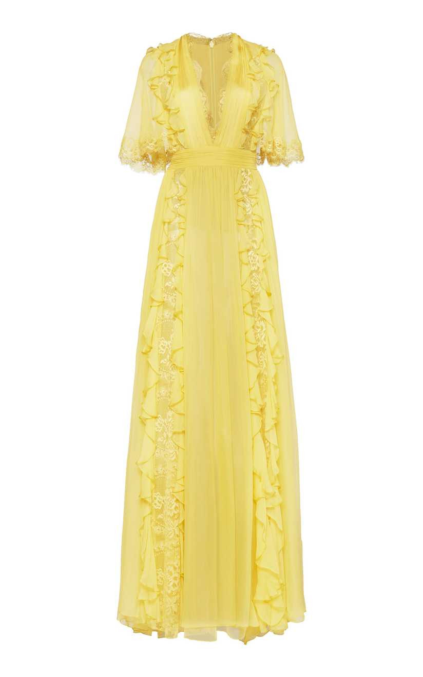 Ruffled Lace-Detailed Silk Dress | Moda Operandi Global