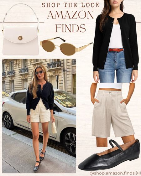 Pinterest Inspired Look!
High waisted trouser shorts, black cardigan, ballet flats and neutral accessories all styled from Amazon.

#LTKItBag #LTKStyleTip #LTKShoeCrush