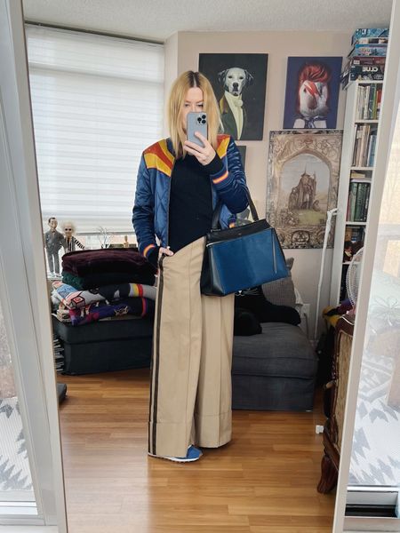 I thought it was appropriate to bring out the worlds best bomber jacket on the first day of spring.
Bag and trousers secondhand.
•
.  #winterLook  #StyleOver40  #stripes  #bomberjacket #classicrockcouture #celine #secondhandFind #veja #FashionOver40  #MumStyle #genX #genXStyle #shopSecondhand #genXInfluencer #WhoWhatWearing #genXblogger #secondhandDesigner #Over40Style #40PlusStyle #Stylish40s #styleTip  #HighStreetFashion #StyleIdeas


#LTKitbag #LTKFind #LTKstyletip