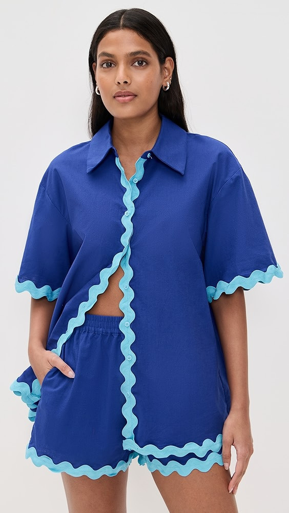 English Factory Scallop Detailed Short Sleeves Shirt | Shopbop | Shopbop