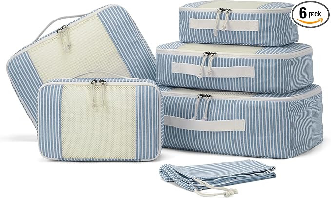 Packing Cubes for Suitcase, BAGSMART Foldable Packing Organizers for Travel Accessories, 6 Set Wr... | Amazon (US)