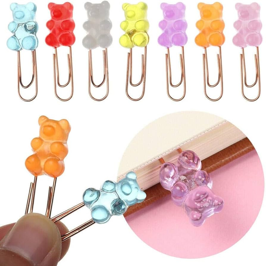 10 Pcs Metal Paper Clips, Rainbow Bear Memo Clips Kawaii File Clips Candy Colors Stationery Suppl... | Amazon (US)