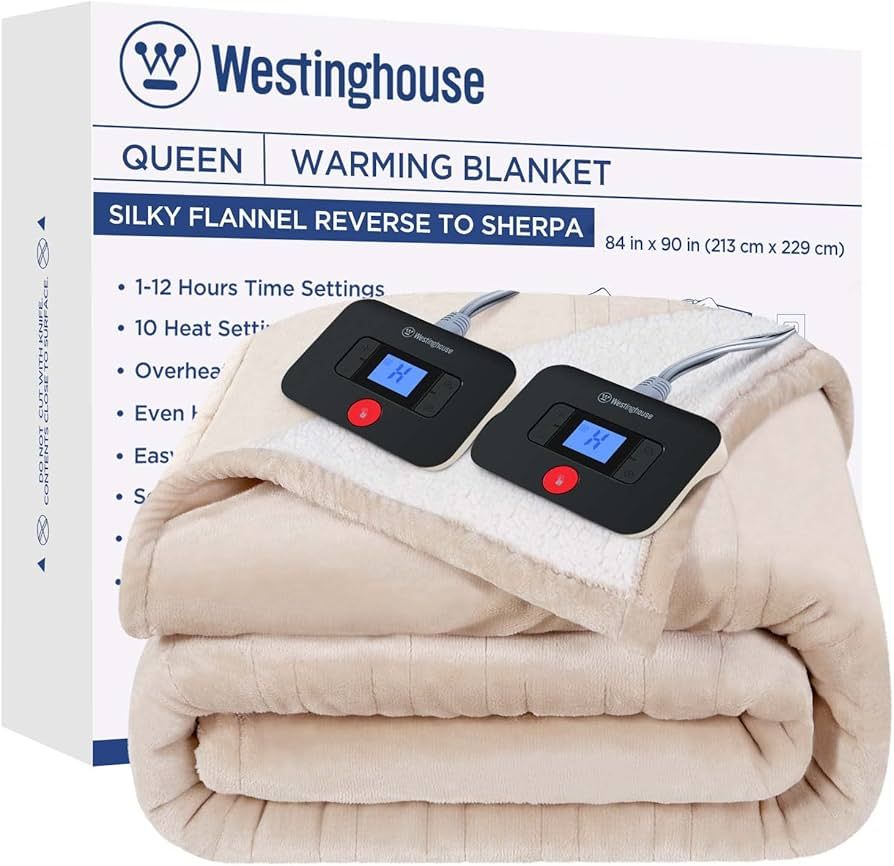 Westinghouse Electric Blanket Heated Blanket | 10 Heating Levels & 1 to 12 Hours Heating Time Set... | Amazon (US)