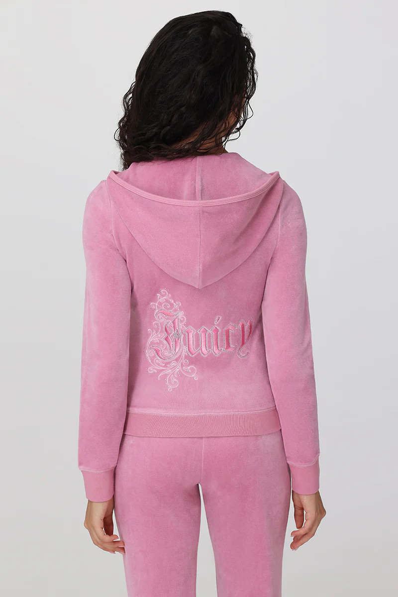 Monogram Heritage Cotton Velour Hoodie | Juicy Couture