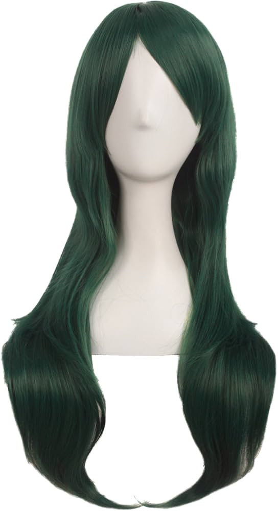 MapofBeauty 28 Inch/70cm Women Side Bangs Long Curly Hair Cosplay Wigs (Pine Green) | Amazon (US)
