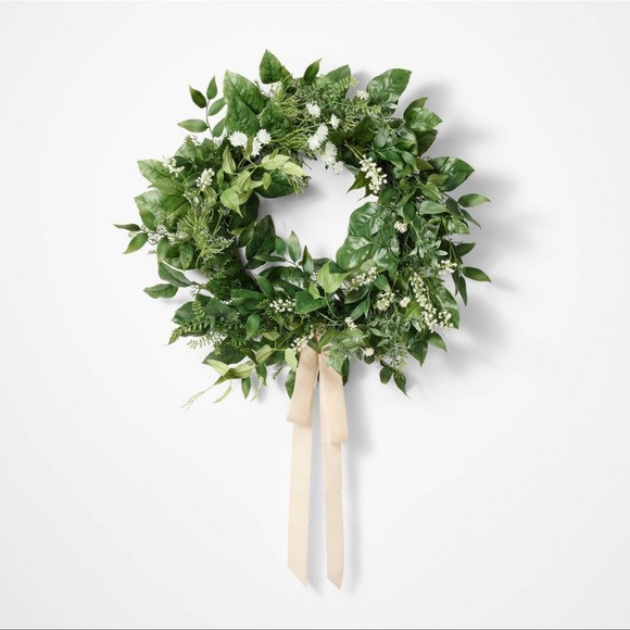Floral Wreath with Ribbon White - Threshold™ designed with Studio McGee | Poshmark