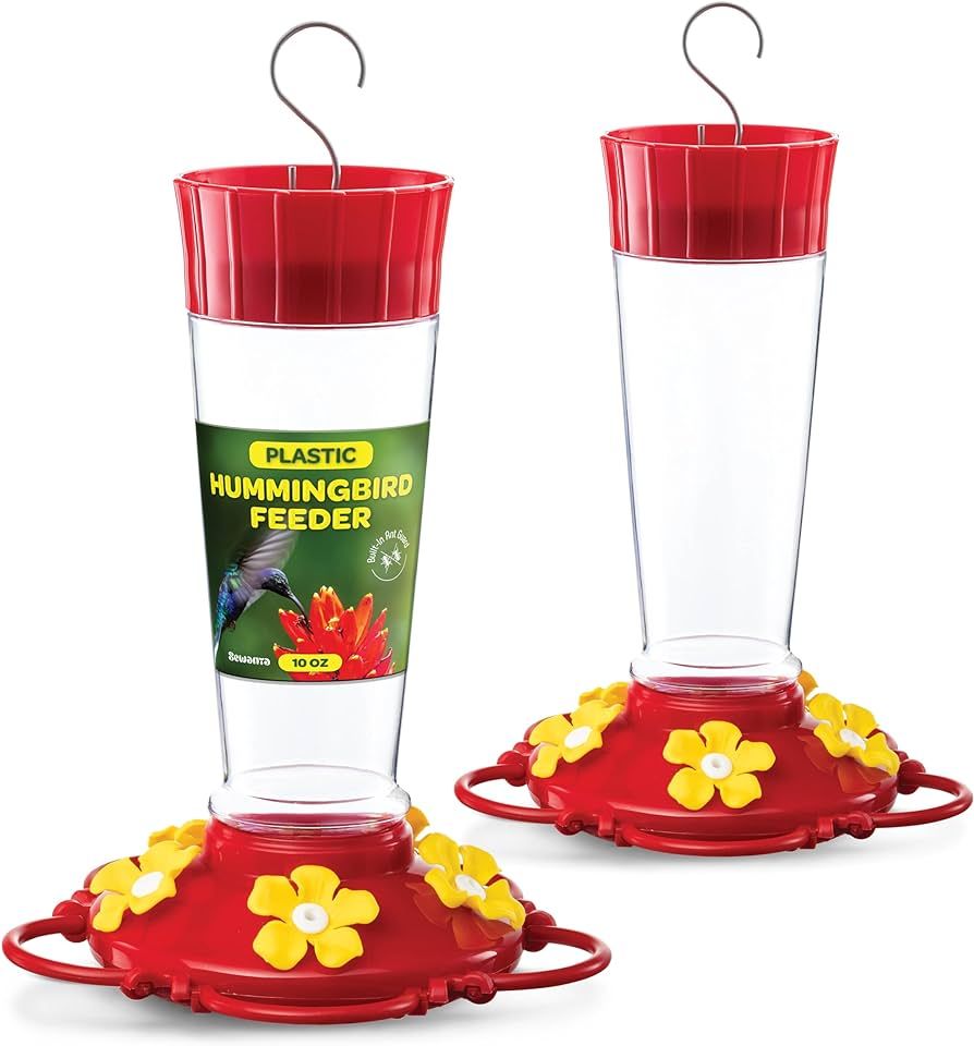 Hummingbird Feeder 10 oz [Set of 2] Plastic Feeders for Outdoors, with Built-in Ant Guard - Circu... | Amazon (US)