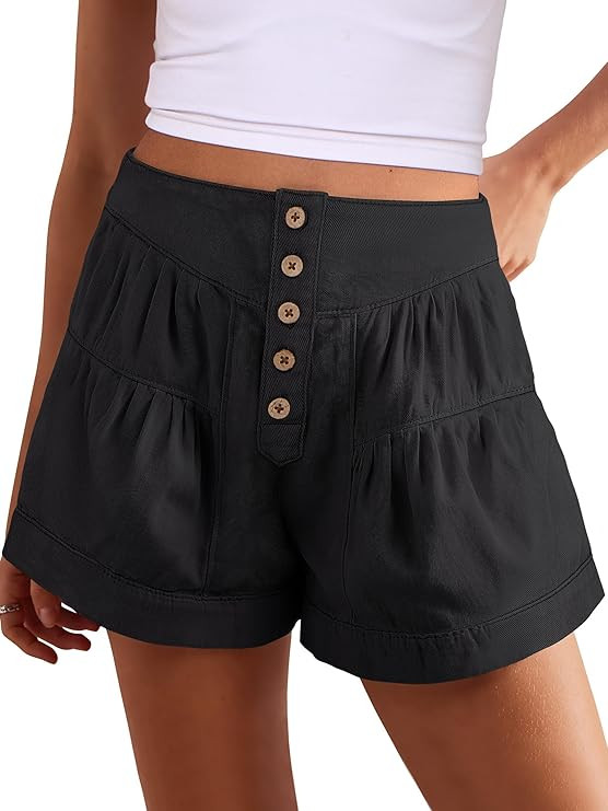 ANRABESS Women's Denim Shorts Summer Baggy High Waisted Flowy Wide Leg Buttons Pleated Casual Jea... | Amazon (US)