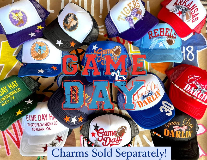 Happy Stack Game Day Trucker Hat, Custom Game Day Trucker Hat, Personalized Sports Trucker Hat, C... | Etsy (US)