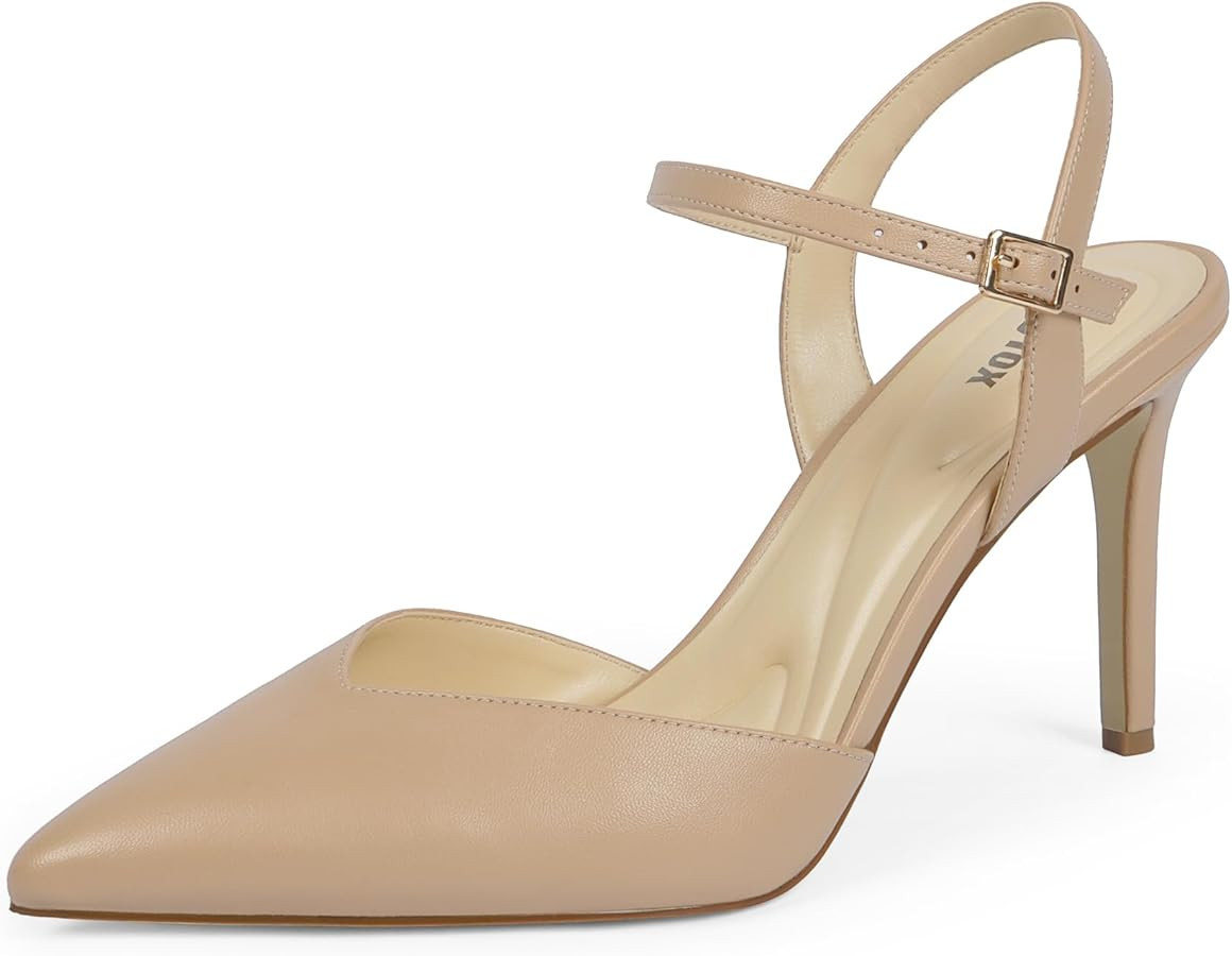 Womens Pumps Closed Pointed Toe Stiletto Heels Ankle Strap Slingback Heels for Women Wedding Part... | Amazon (US)