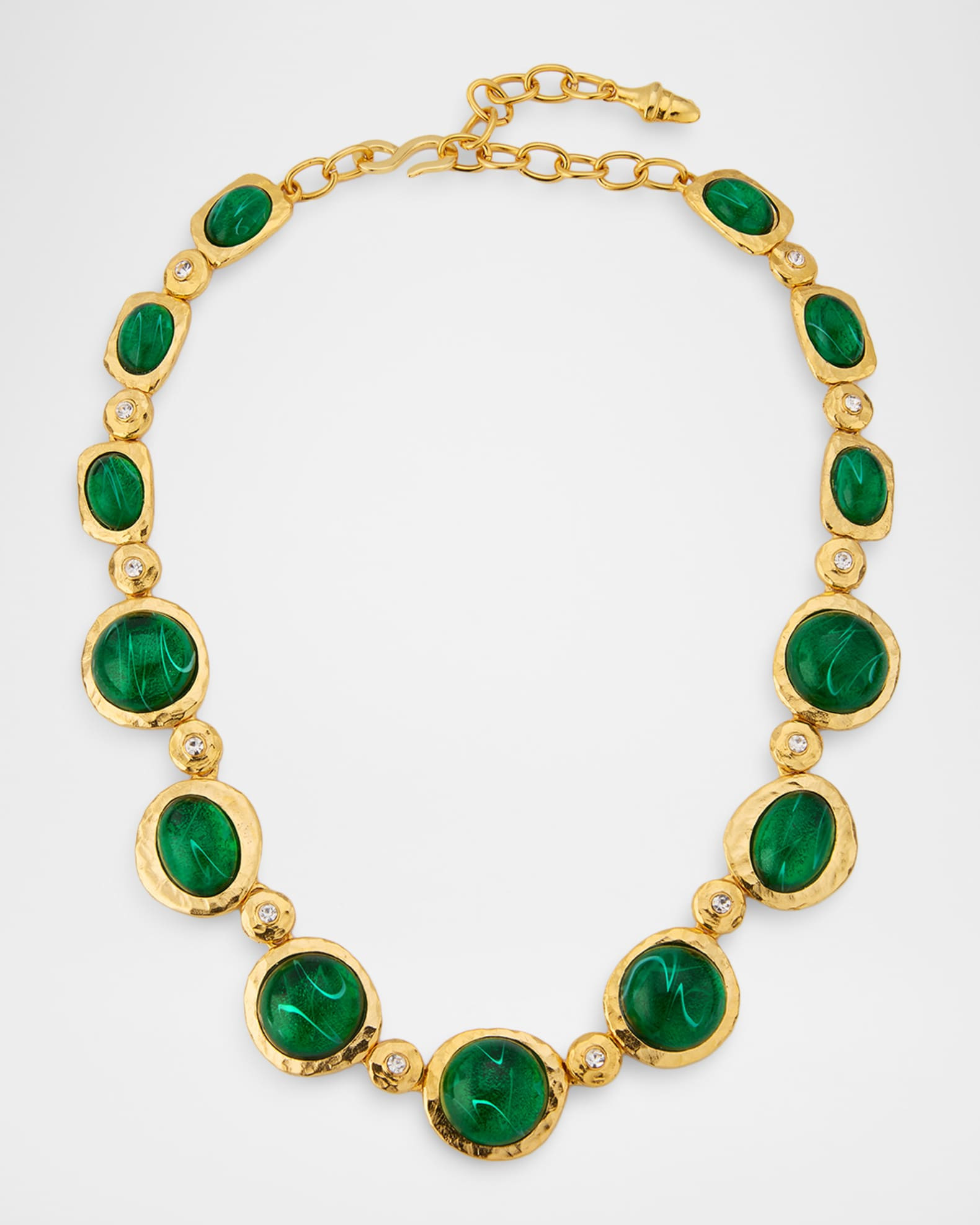 Golconda by Kenneth Jay Lane Faux Emerald Hammered Cocktail Necklace | Neiman Marcus