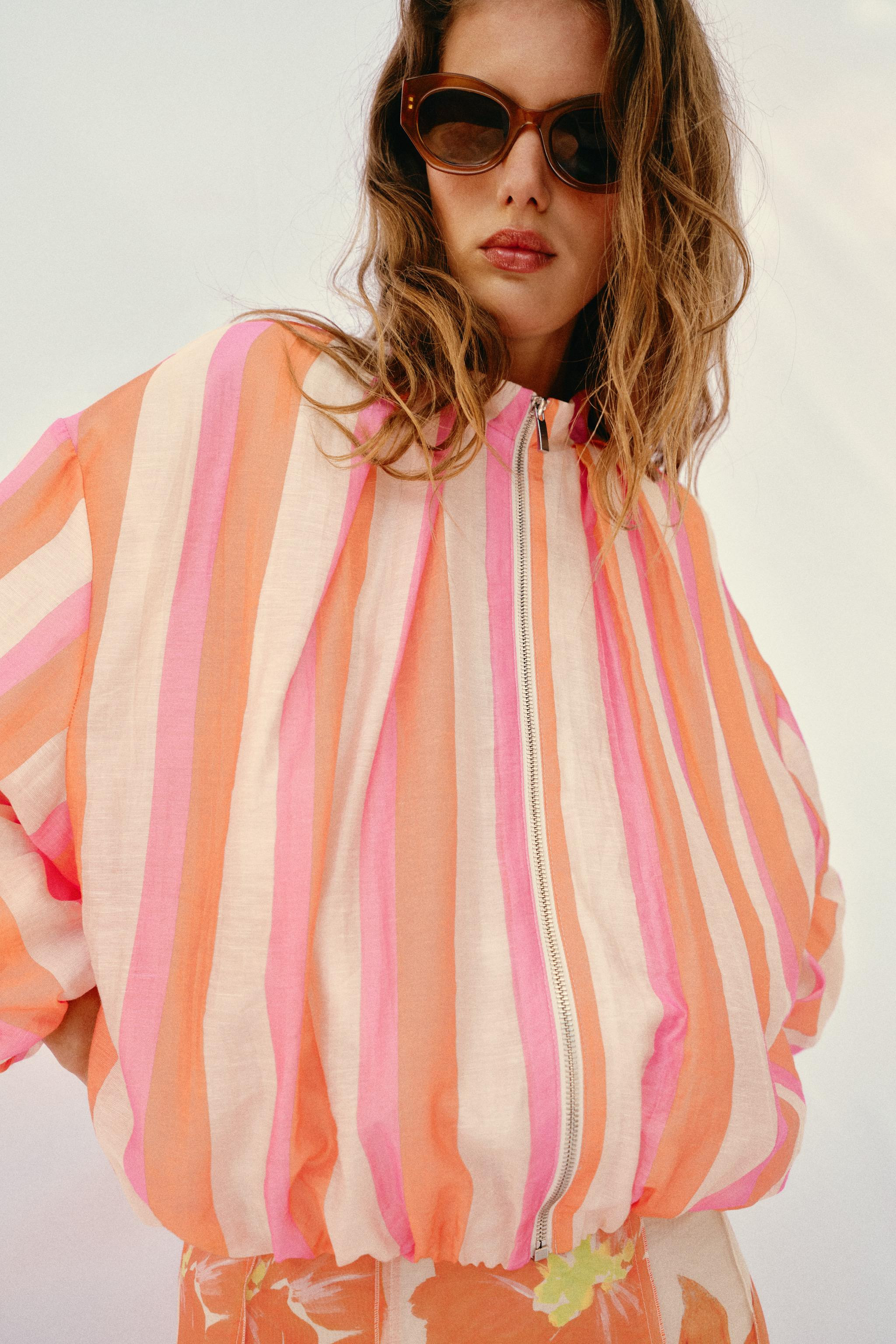 STRIPED BOMBER JACKET | Zara US