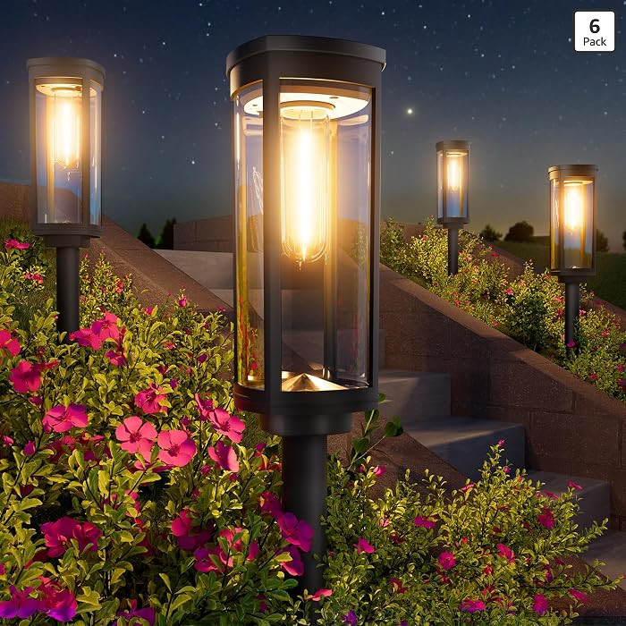 BITPOTT Bright Solar Lights Outdoor 6 Pack, Solar Pathway Lights Waterproof IP65, Auto On/Off Wal... | Amazon (US)