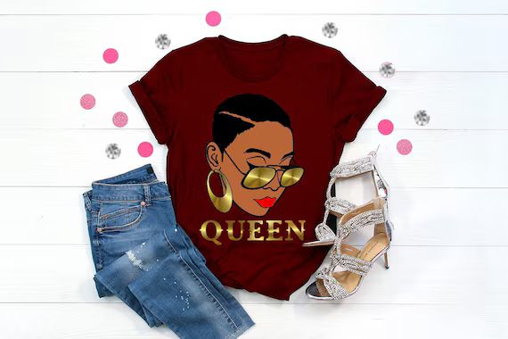 African American Short Black Hair Woman Graphic Tee Shirt  | Etsy | Etsy (US)