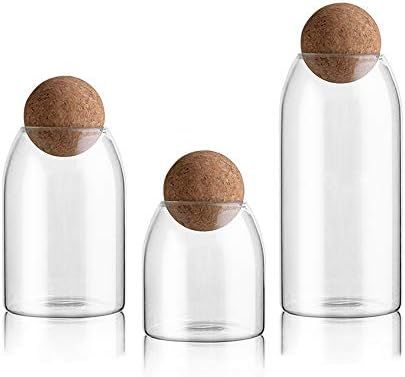 NUTRIUPS Storage Glass Jar Set Food Storage Tank With Wooden Lid 500 ML,800ML,1200ML | Amazon (US)