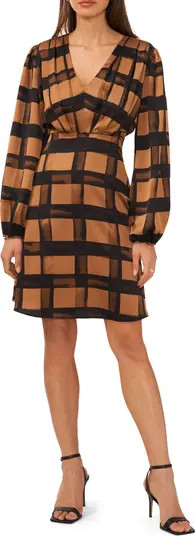 Halogen® Check Print Long Sleeve Dress | Nordstrom | Nordstrom