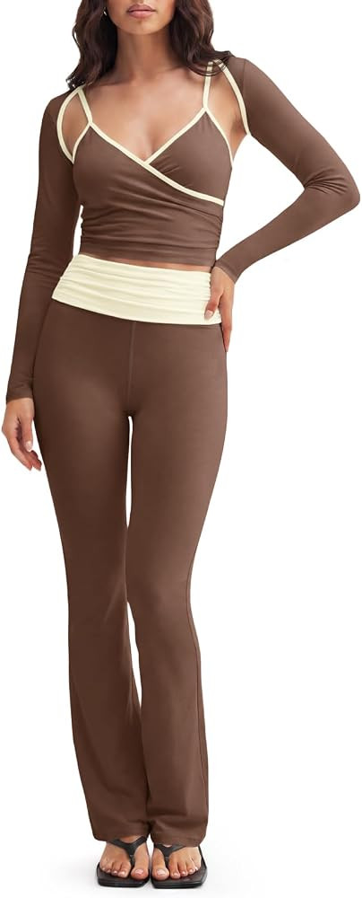 Womens 3 Piece Workout Sets Gym Yoga Outfits Matching Leggings Set | Amazon (US)