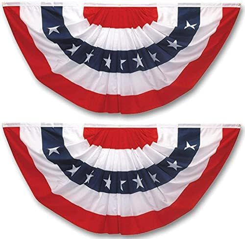 Kijamilee 3 X 6 Ft USA Patriotic Pleated Fan Flag, American US Flag Bunting Banner Patriotic Bunt... | Amazon (US)