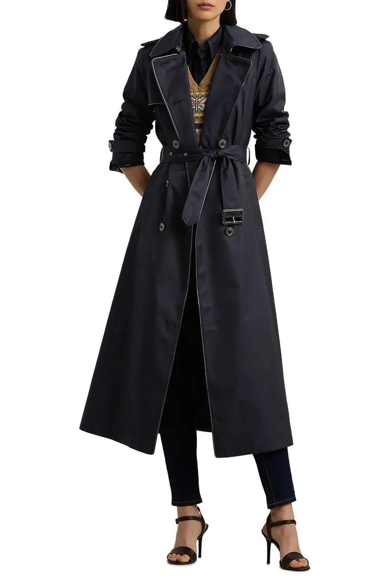 Lauren Ralph Lauren Double Breasted Belted Water Repellent Trench Coat | Nordstrom | Nordstrom