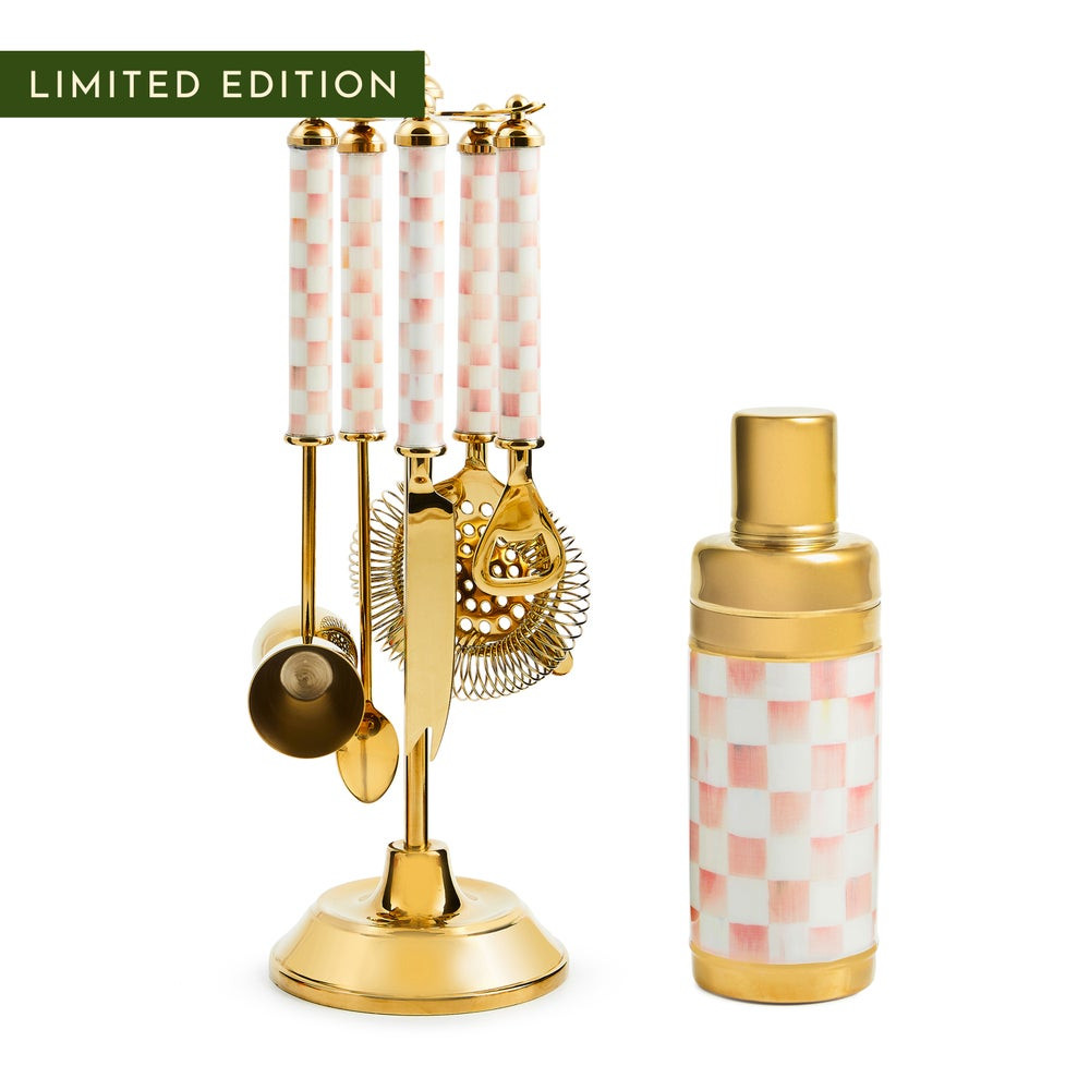 Rosy Check 3260 Gold Cocktail Set | MacKenzie-Childs