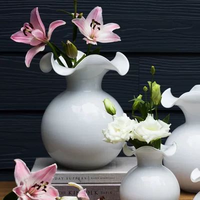 Hibiscus Glass Table Vase VIETRI Color: White, Size: 12" H x 10" W x 10" D | Wayfair North America