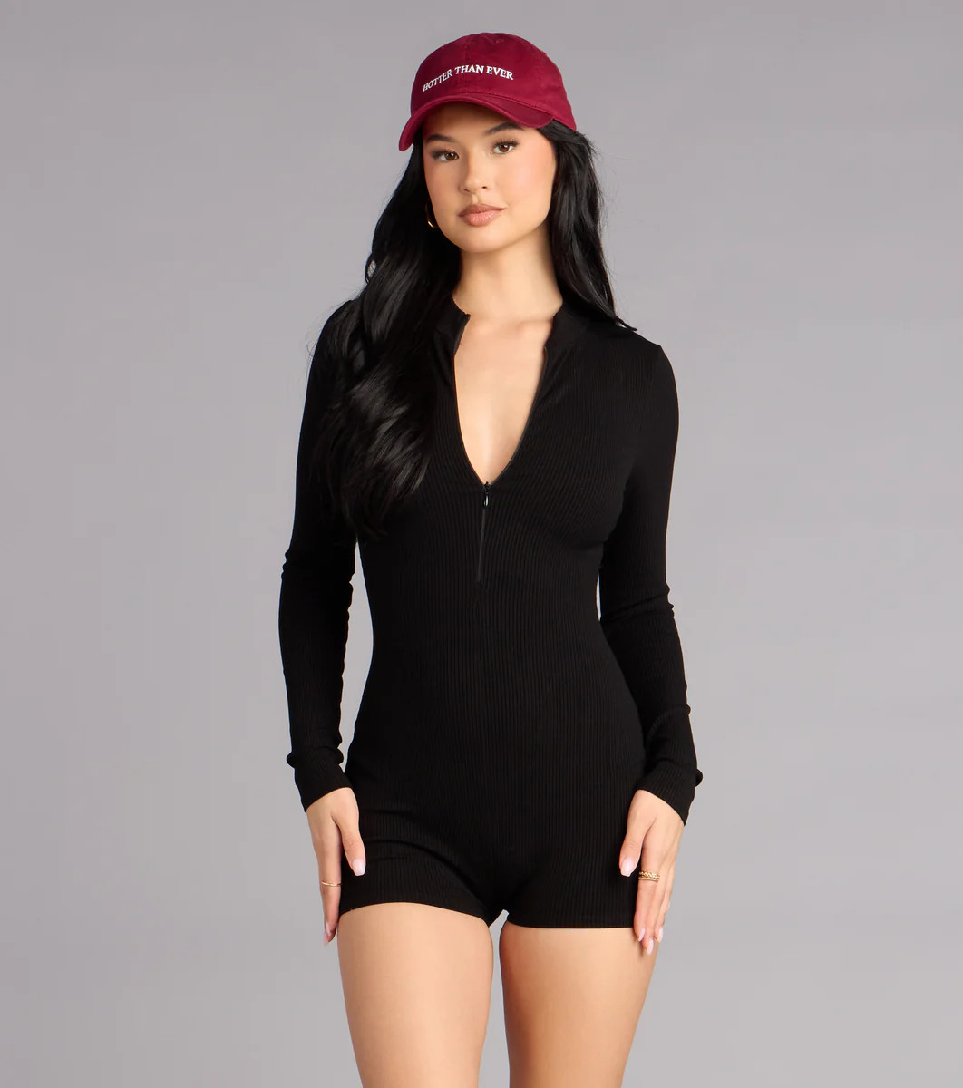 Easy Does It Ribbed Zip Up Romper | Windsor Stores