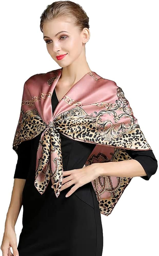 100% Silk Scarf 43" Large Square Lightweight Headscarf& Shawl\u2013Women Hair Wraps-With Gift Pac... | Amazon (US)