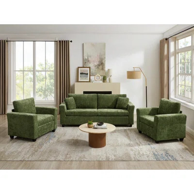 3-Piece Upholstered Living Room Set | Wayfair North America
