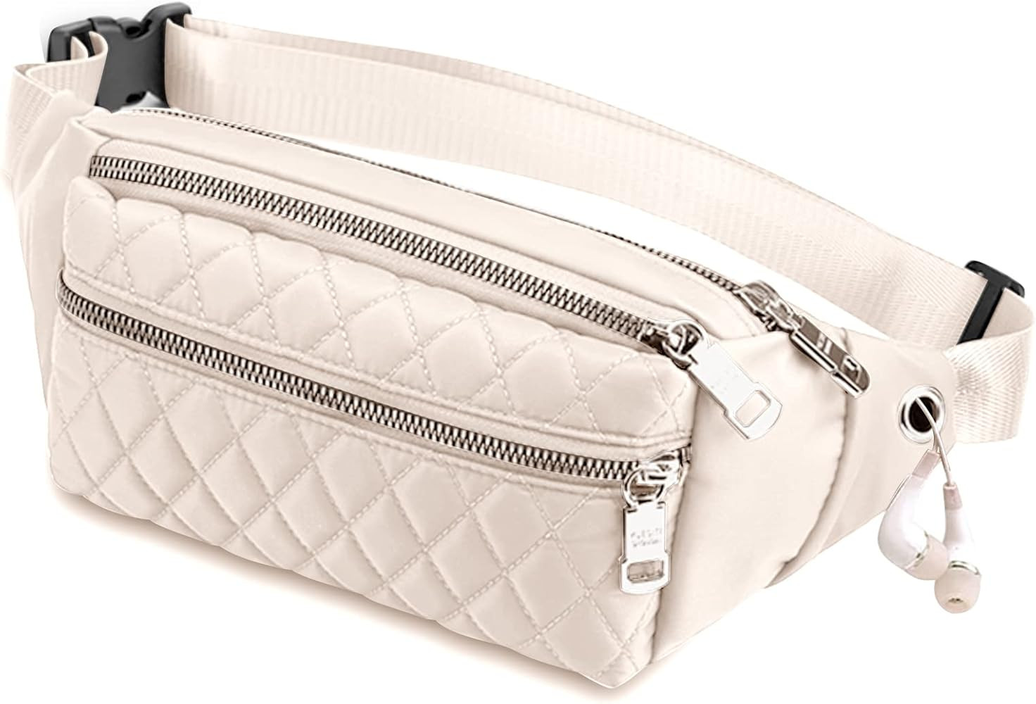 Cute Off White Fanny Pack for Women Waterproof Fashion Travel Fanny Pack Crossbody Waist Bag Smal... | Amazon (US)