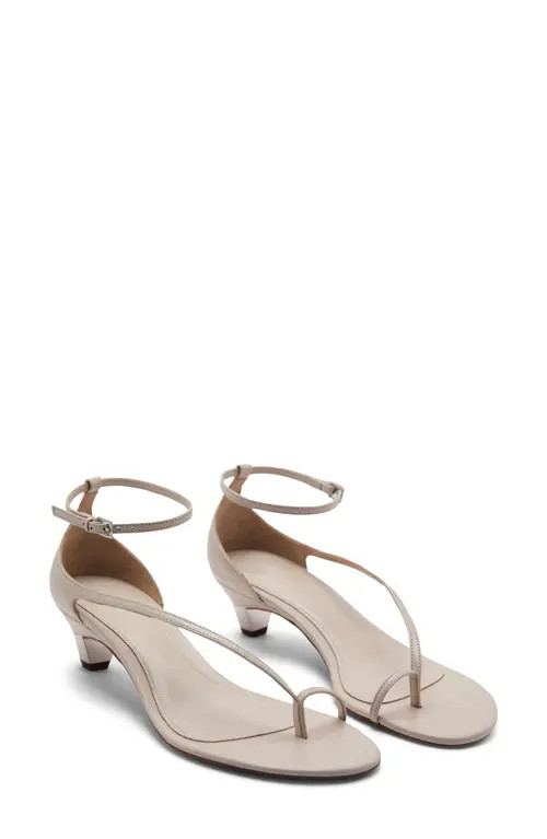 MANGO Ankle Strap Kitten Heel Sandal in Ecru at Nordstrom, Size 7.5Us | Nordstrom