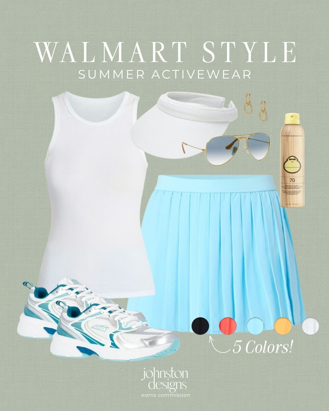 Walmart summer activewear in the cutest blue + white combo 🩵 Sporty skirt, ribbed tank, visor, sneakers and sunny day accessories for walks, errands, tennis days or casual weekend plans.

Walmart style, walmart activewear, summer activewear, tennis skirt, sporty outfit, athleisure outfit, workout outfit, white tank, blue skirt, visor, aviator sunglasses, running shoes, casual weekend style, errands outfit, summer outfit inspo, affordable fashion
 

 #LTKootd #LTKfitnessgoals #LTKActive