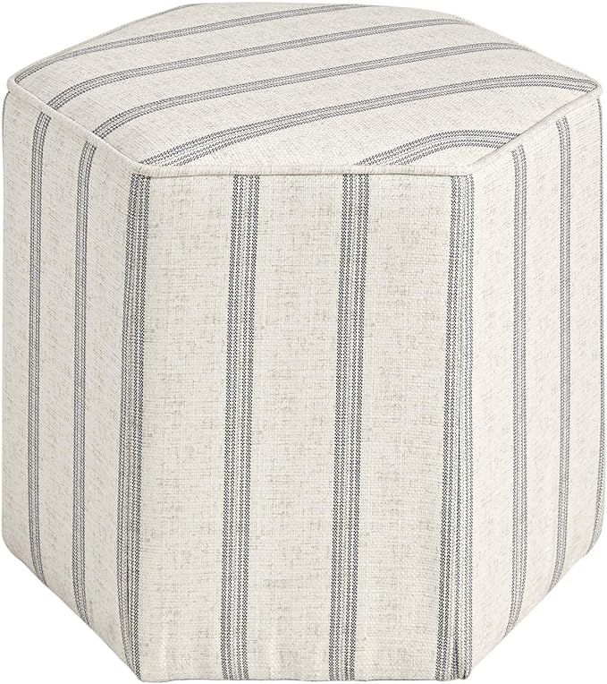 MARTHA STEWART Ellen Accent Ottoman - Solid Wood Frame, Soft Fabric, Hexagonal Small Stool Chair ... | Amazon (US)