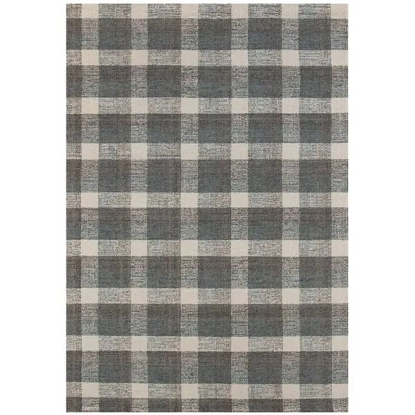 Tennessee Plaid Hand-tufted Wool Area Rug - 8'x10' - Dark Gray | Bed Bath & Beyond