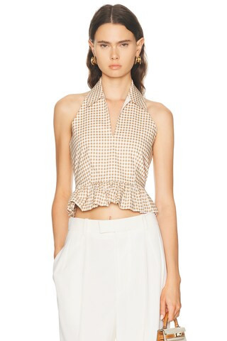 CAROLINE CONSTAS Aya Halter Top in Beige | FWRD 